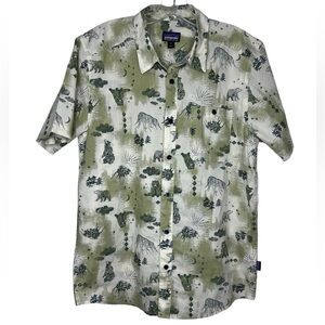 Patagonia Green and White Casual Button Down Shirt